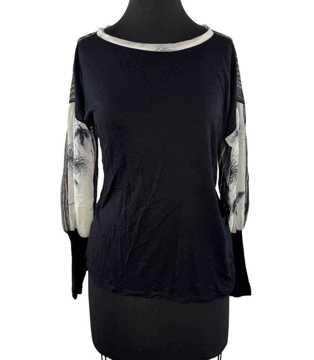Anthropologie TINY Raye Pippa Top Printed Boat Neck Drop Shoulder Size Small S